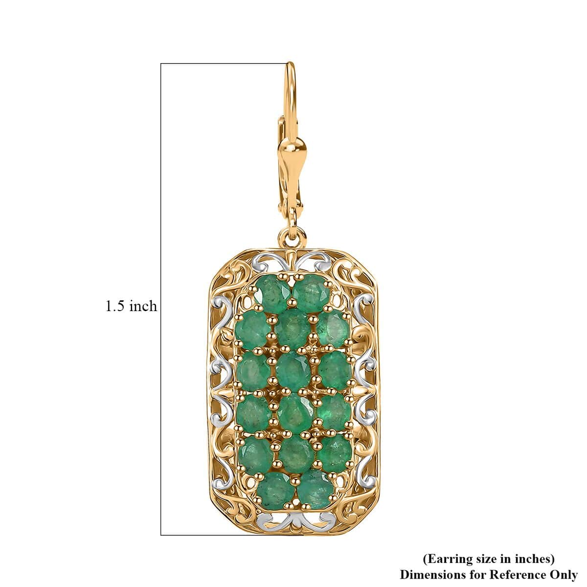 Kagem Zambian Emerald 4.50 ctw Royal Mosaic Earrings in Rhodium and 18K Vermeil YG Over Sterling Silver image number 4