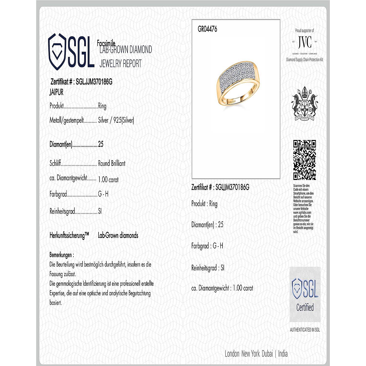 Luxuriant Lab Grown Diamond G-H SI 0.98 ctw Ring in 18K Vermeil Yellow Gold Over Sterling Silver (Size 6.5)