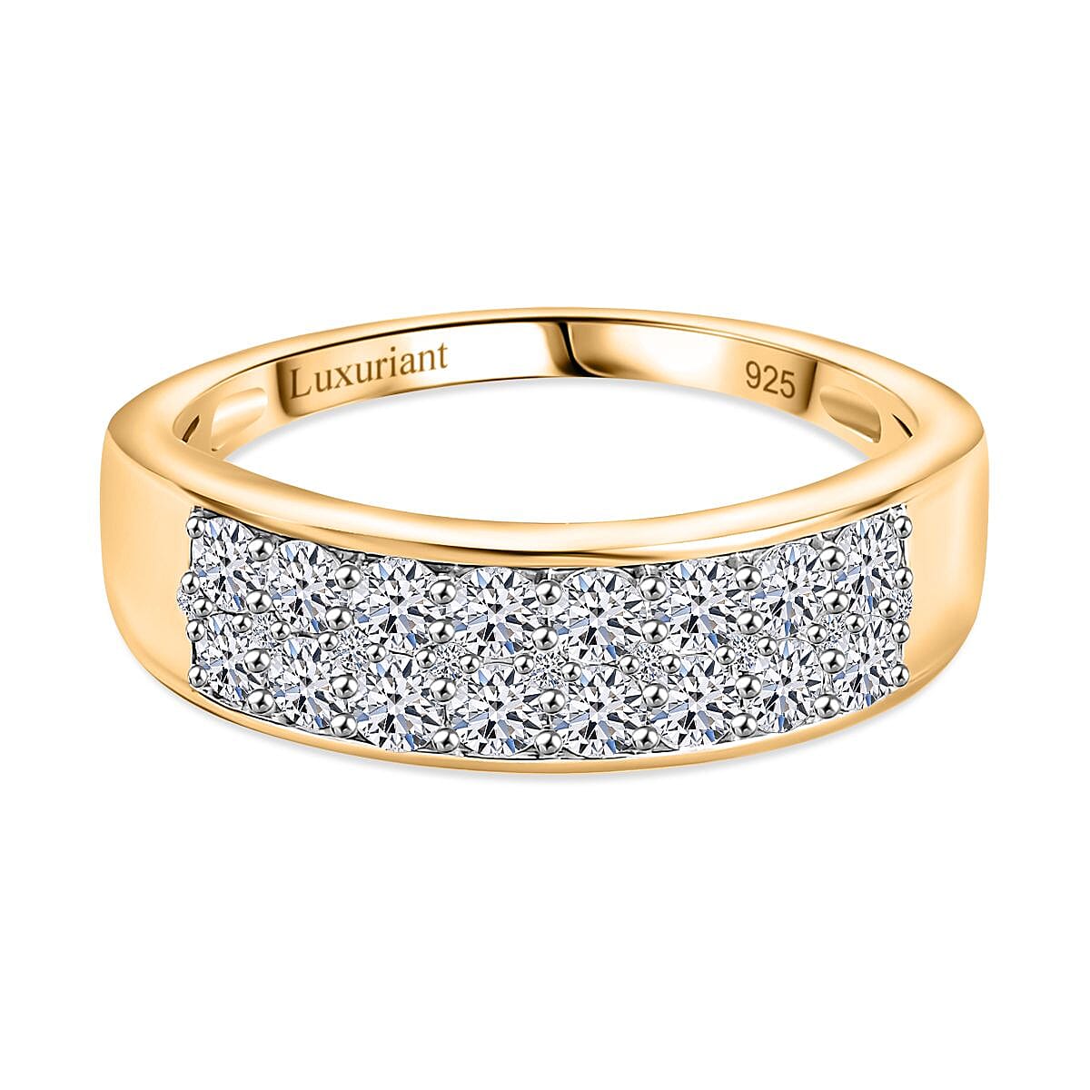 Luxuriant Lab Grown Diamond G-H SI 0.98 ctw Ring in 18K Vermeil Yellow Gold Over Sterling Silver (Size 8.0)
