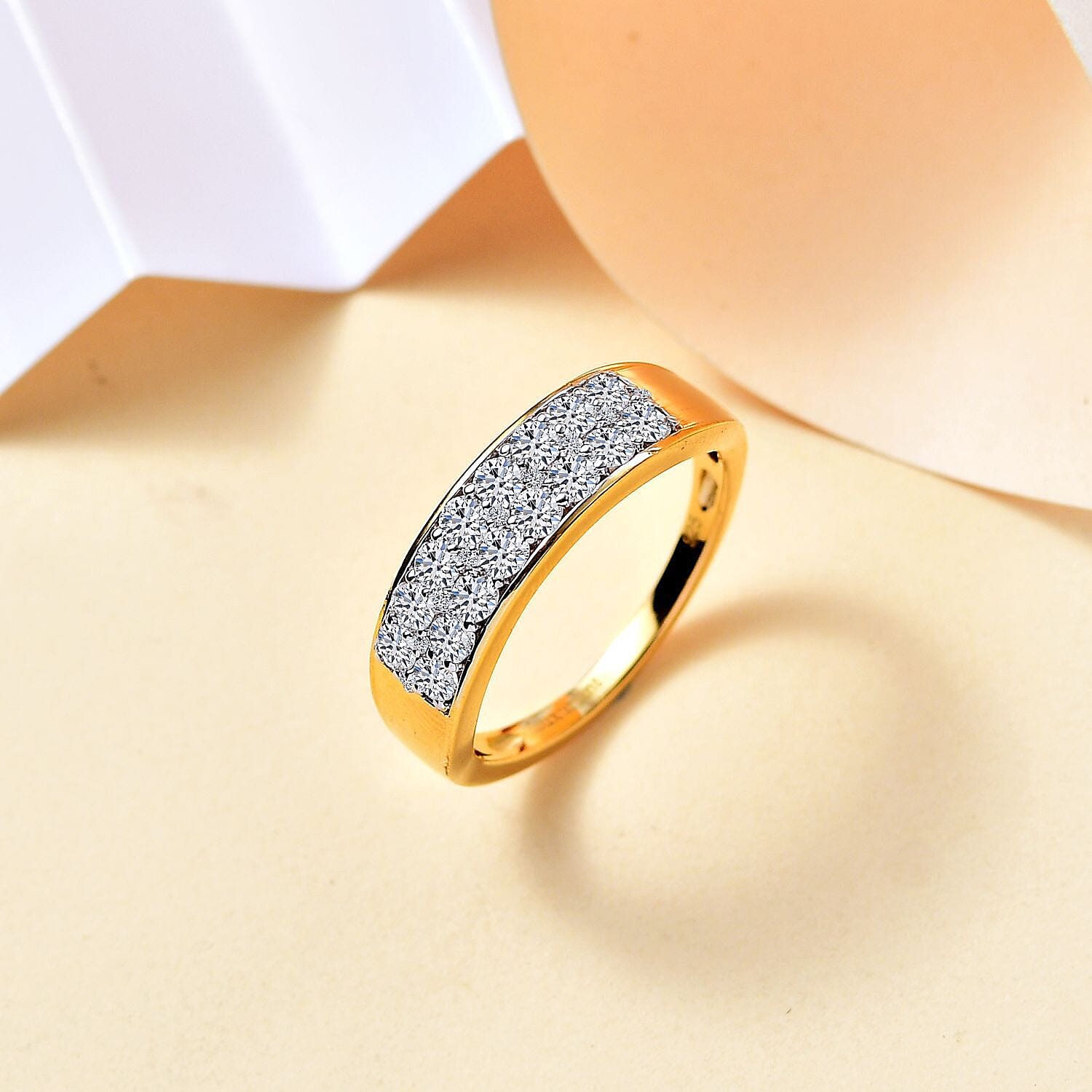Luxuriant Lab Grown Diamond G-H SI 0.98 ctw Ring in 18K Vermeil Yellow Gold Over Sterling Silver (Size 8.0)