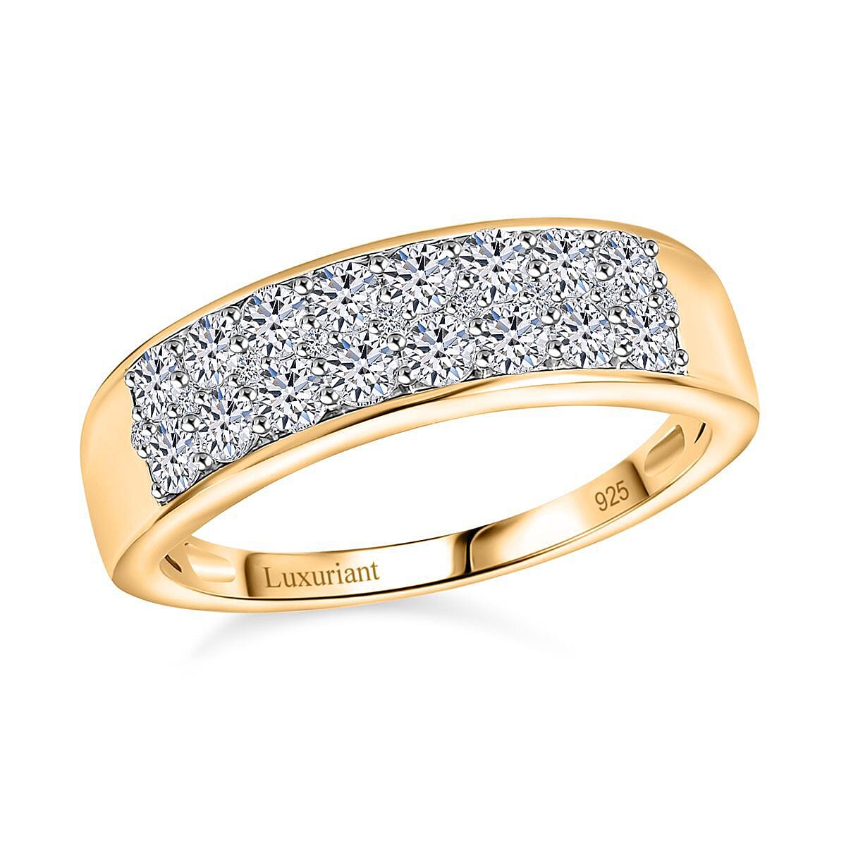 Luxuriant Lab Grown Diamond G-H SI 0.98 ctw Ring in 18K Vermeil Yellow Gold Over Sterling Silver (Size 8.0)