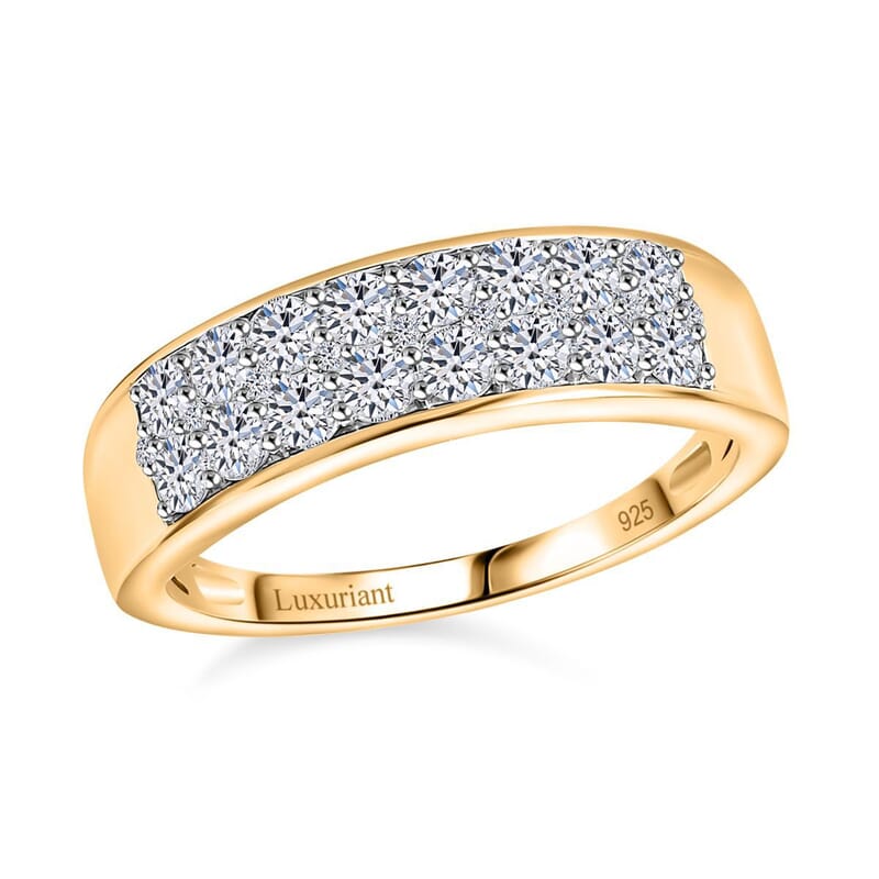 Luxuriant Lab Grown Diamond G-H SI 0.98 ctw Ring in 18K Vermeil Yellow Gold Over Sterling Silver (Size 8.0)