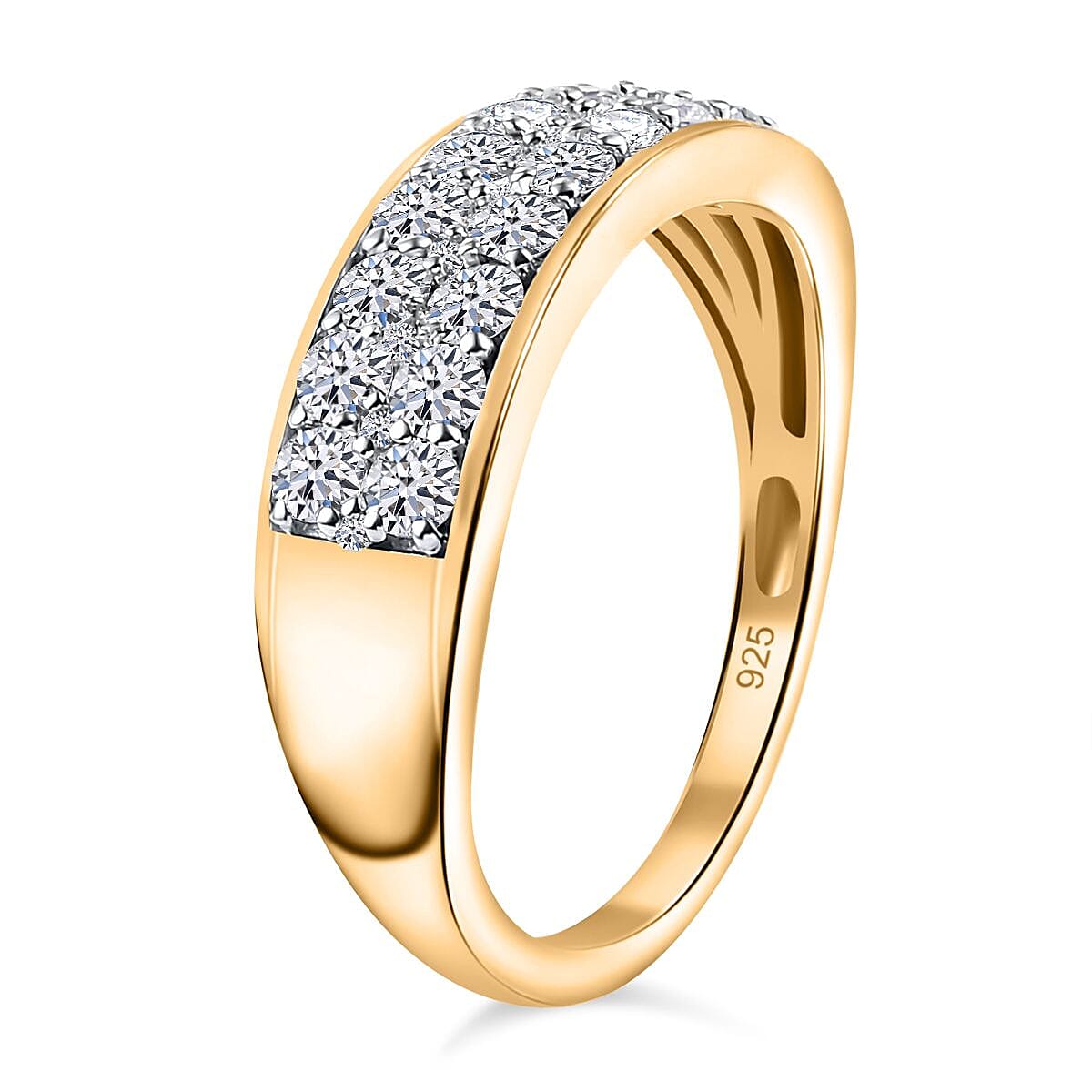 Luxuriant Lab Grown Diamond G-H SI 0.98 ctw Ring in 18K Vermeil Yellow Gold Over Sterling Silver (Size 8.0)