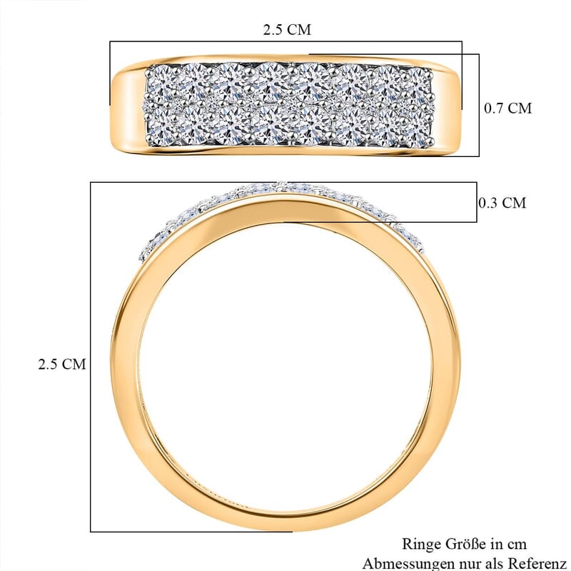 Luxuriant Lab Grown Diamond G-H SI 0.98 ctw Ring in 18K Vermeil Yellow Gold Over Sterling Silver (Size 8.0)