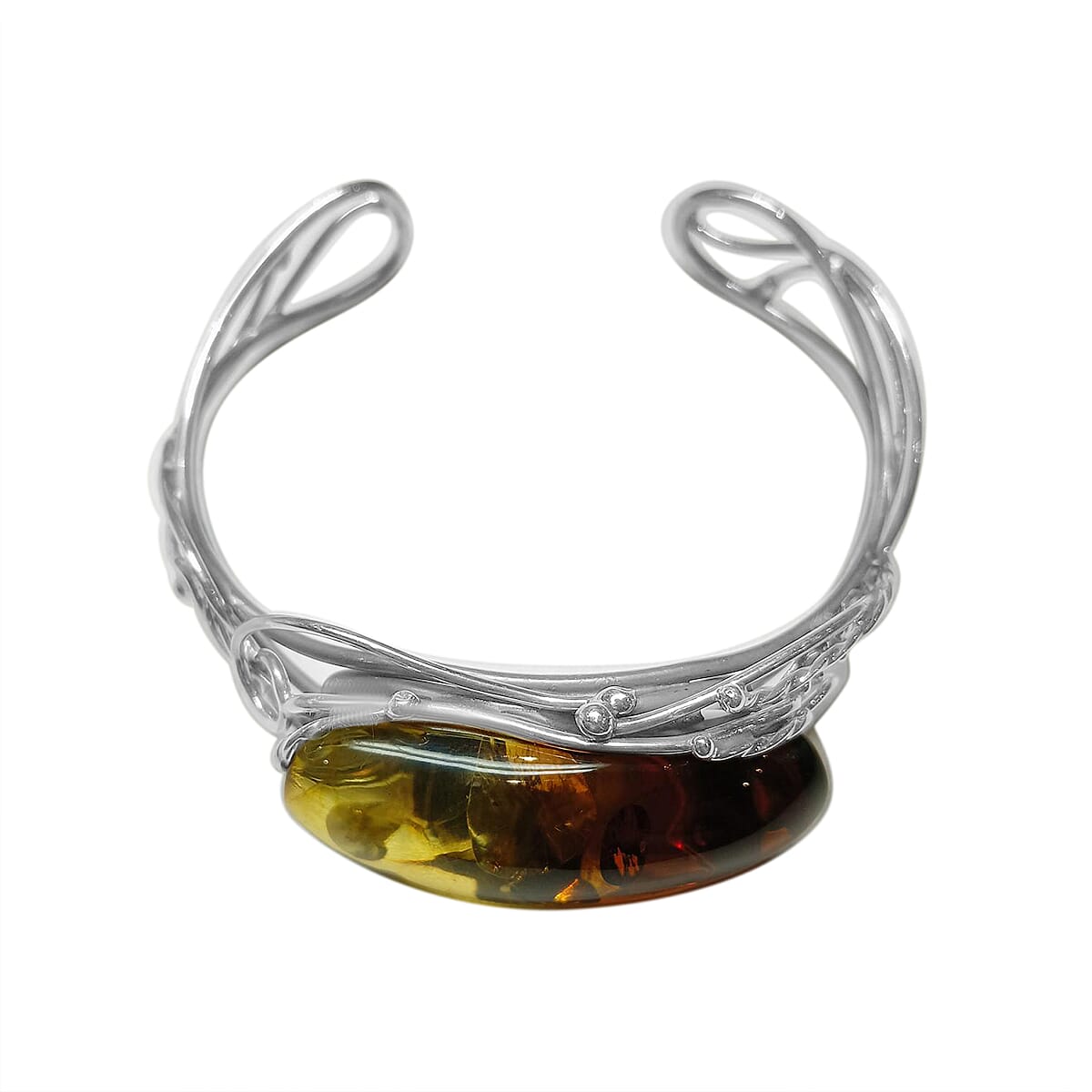 Amber 80.00 ctw Bangle Bracelet in Sterling Silver