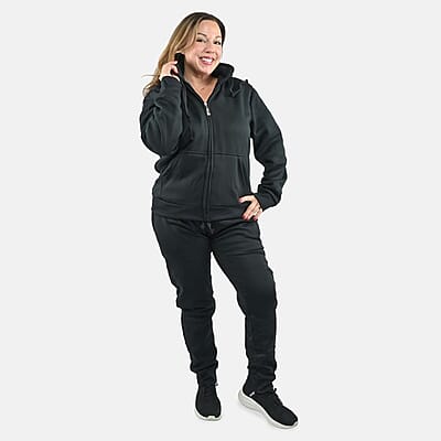 Hanton International Black Women's Sherpa Lined 2 Piece Set - S