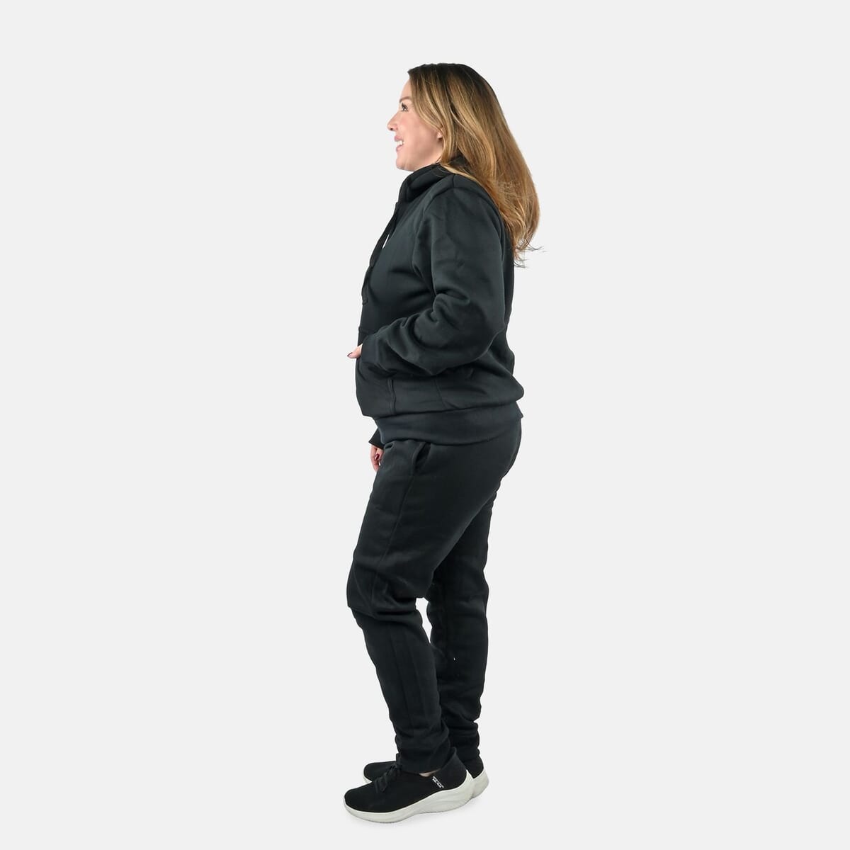 Hanton International Black Women's Sherpa Lined 2 Piece Set - M image number 2