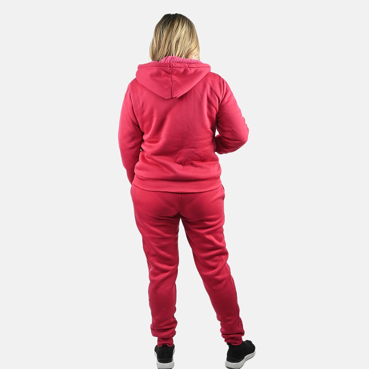 Hanton International Fuchsia Women's Sherpa Lined 2 Piece Set - 1XL image number 1