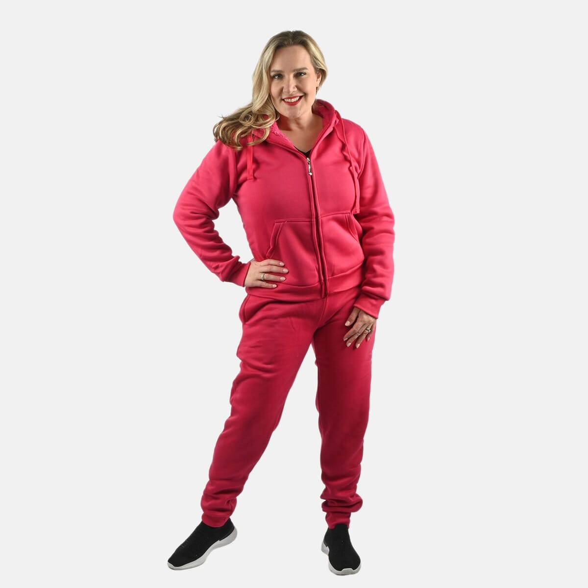 Hanton International Fuchsia Women's Sherpa Lined 2 Piece Set - 2XL image number 0