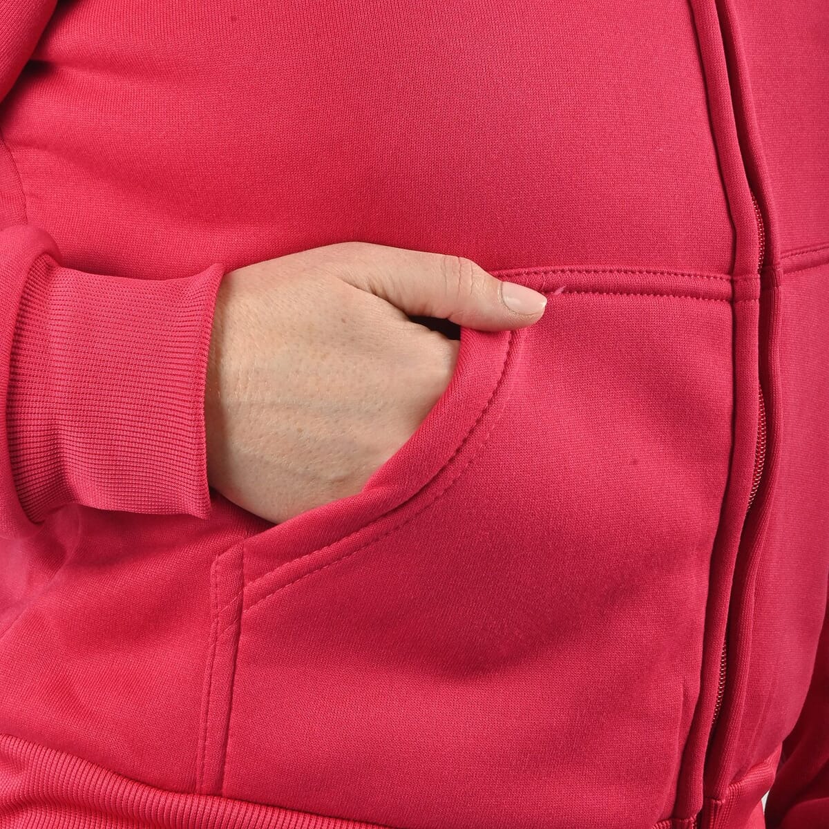 Hanton International Fuchsia Women's Sherpa Lined 2 Piece Set - 2XL image number 5