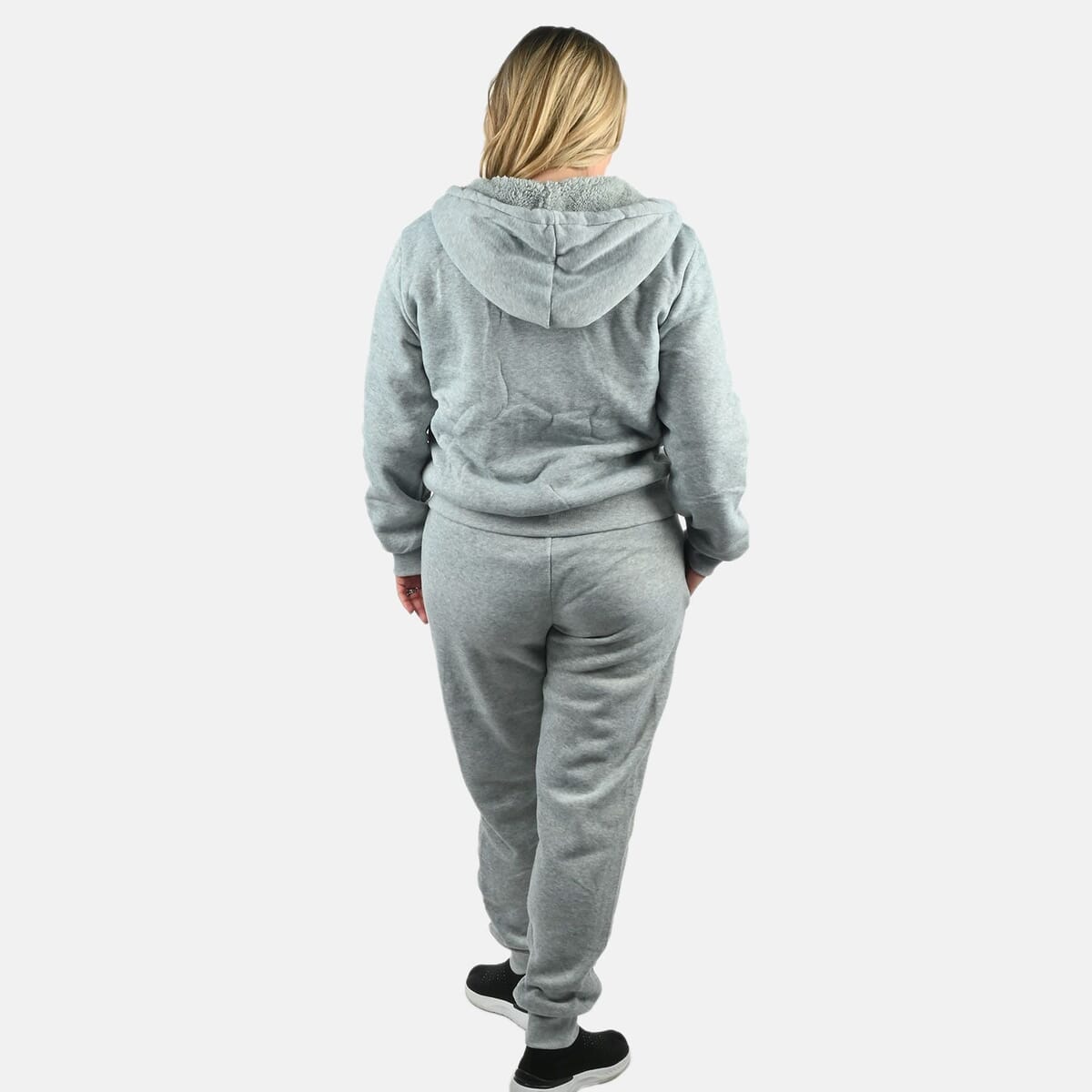 Hanton International Light Gray Women's Sherpa Lined 2 Piece Set - 2XL image number 1