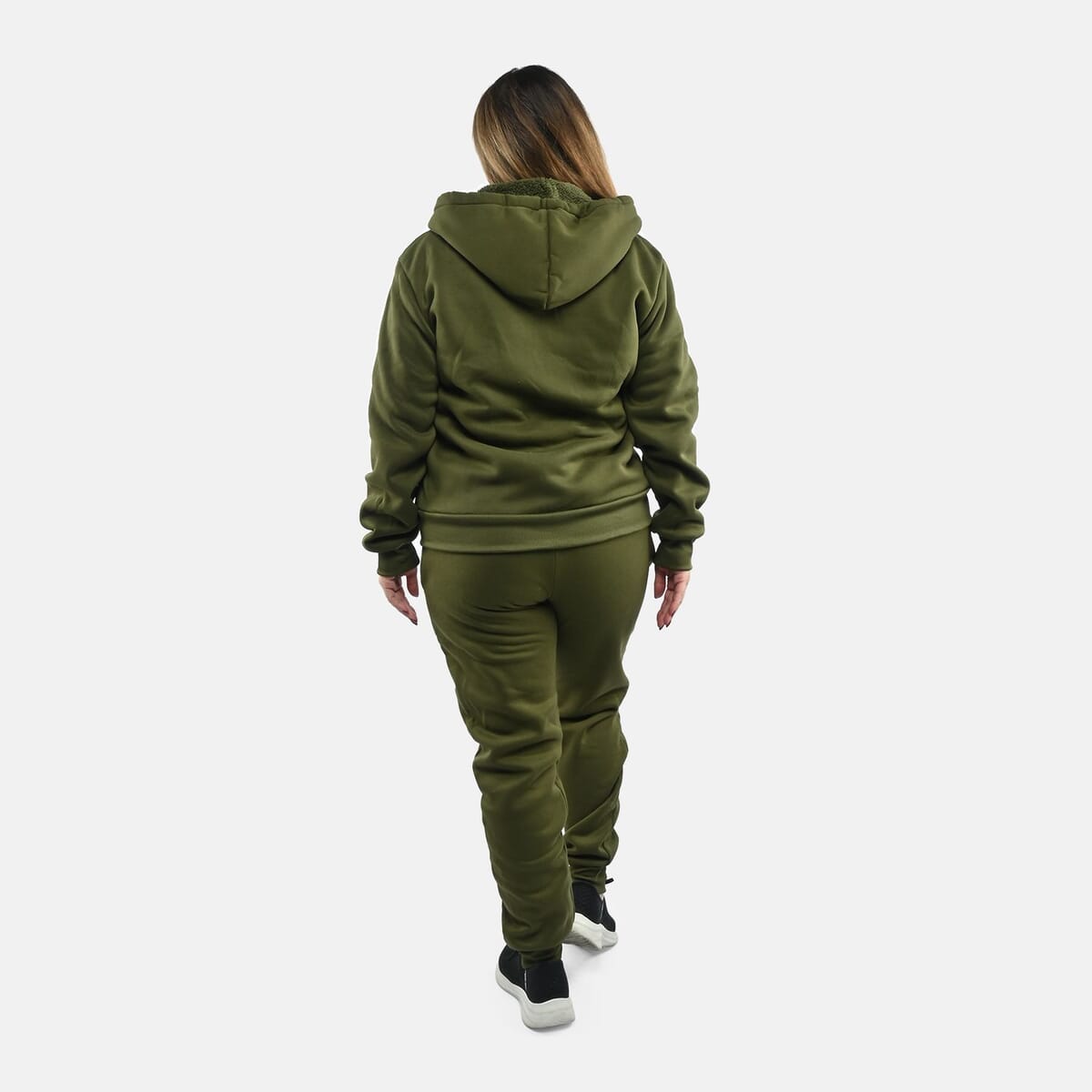Hanton International Military Green Women's Sherpa Lined 2 Piece Set - L image number 1