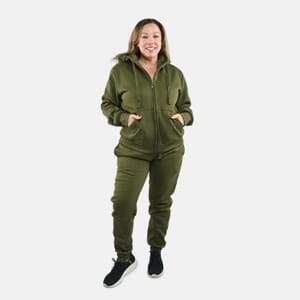 Hanton International Military Green Women's Sherpa Lined 2 Piece Set - 3XL