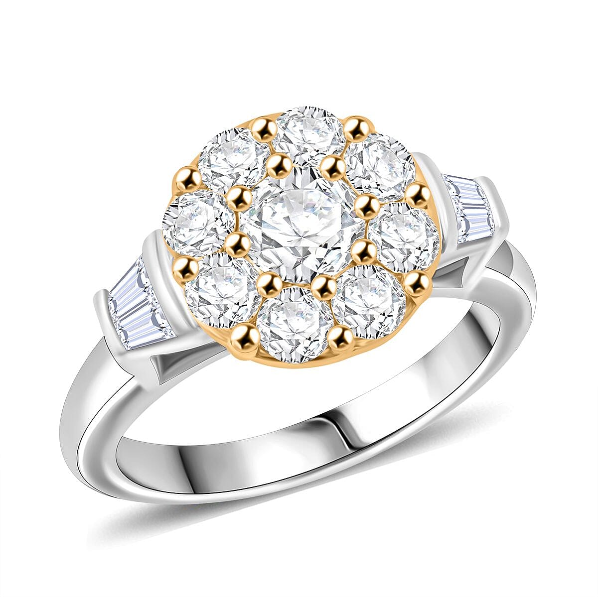 Modani 950 Platinum and 18K Yellow Gold Yellow and White Diamond Ring (Size 7.0) (8.55 g) 1.65 ctw