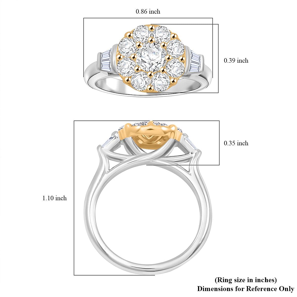 Doorbuster Modani Yellow and White Diamond 1.65 ctw Ring in 950 Platinum and 18K Yellow Gold (Size 7.0) 8.55 Grams image number 4