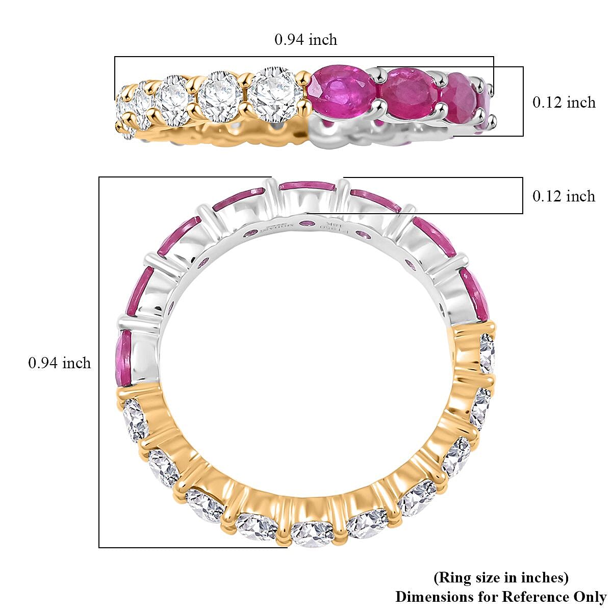 Doorbuster Modani Ruby and Diamond 2.65 ctw Ring in 950 Platinum and 18K Yellow Gold (Size 7.0) 4 Grams image number 4
