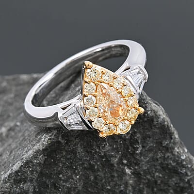  Modani Yellow Diamond and White Diamond 1.06 ctw Ring in 950 Platinum and 18K Yellow Gold (Size 10.0) 8.30 Grams