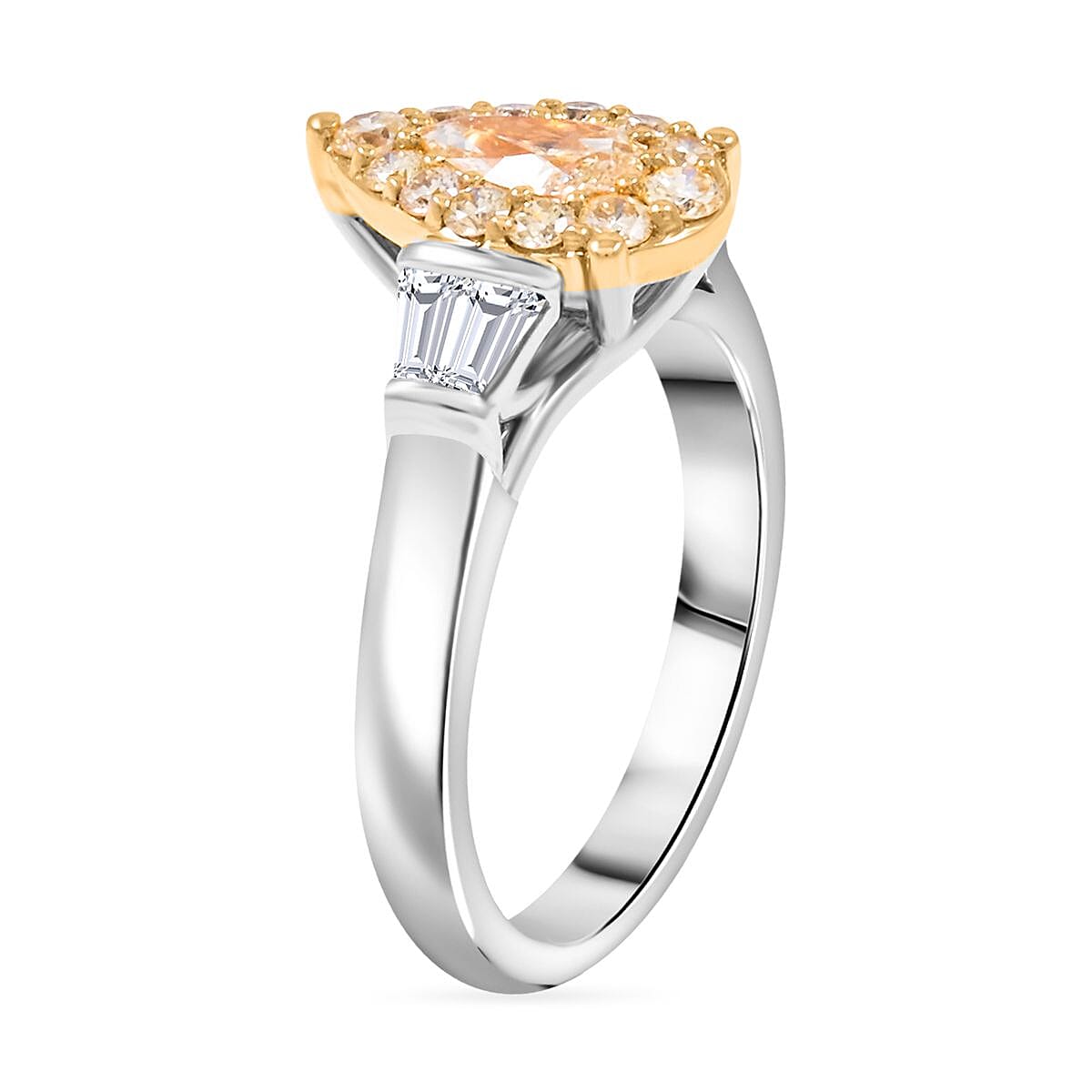 Modani Yellow Diamond and White Diamond 1.06 ctw Ring in 950 Platinum and 18K Yellow Gold (Size 6.0) 8.30 Grams image number 3