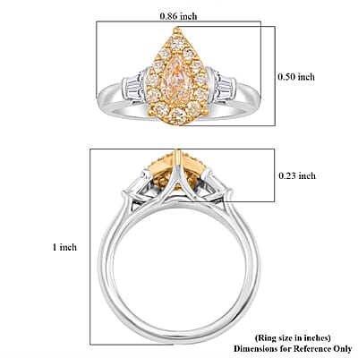  Modani Yellow Diamond and White Diamond 1.06 ctw Ring in 950 Platinum and 18K Yellow Gold (Size 10.0) 8.30 Grams
