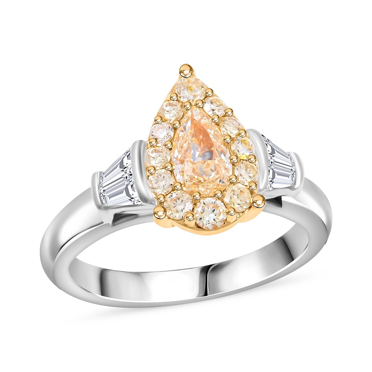 Modani Yellow Diamond and White Diamond 1.06 ctw Ring in 950 Platinum and 18K Yellow Gold (Size 7.0) 8.30 Grams image number 0