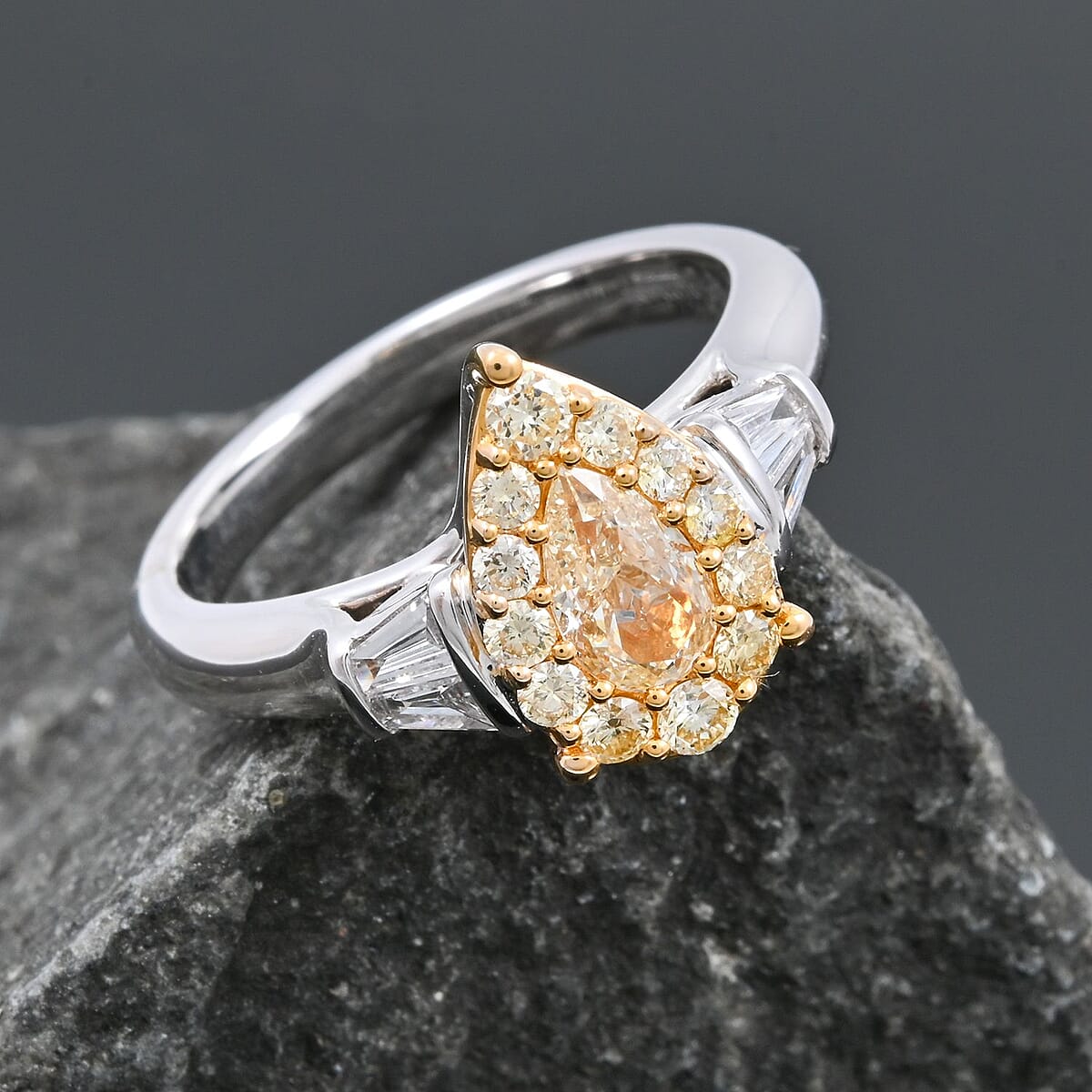 Modani Yellow Diamond and White Diamond 1.06 ctw Ring in 950 Platinum and 18K Yellow Gold (Size 9.0) 8.30 Grams image number 1