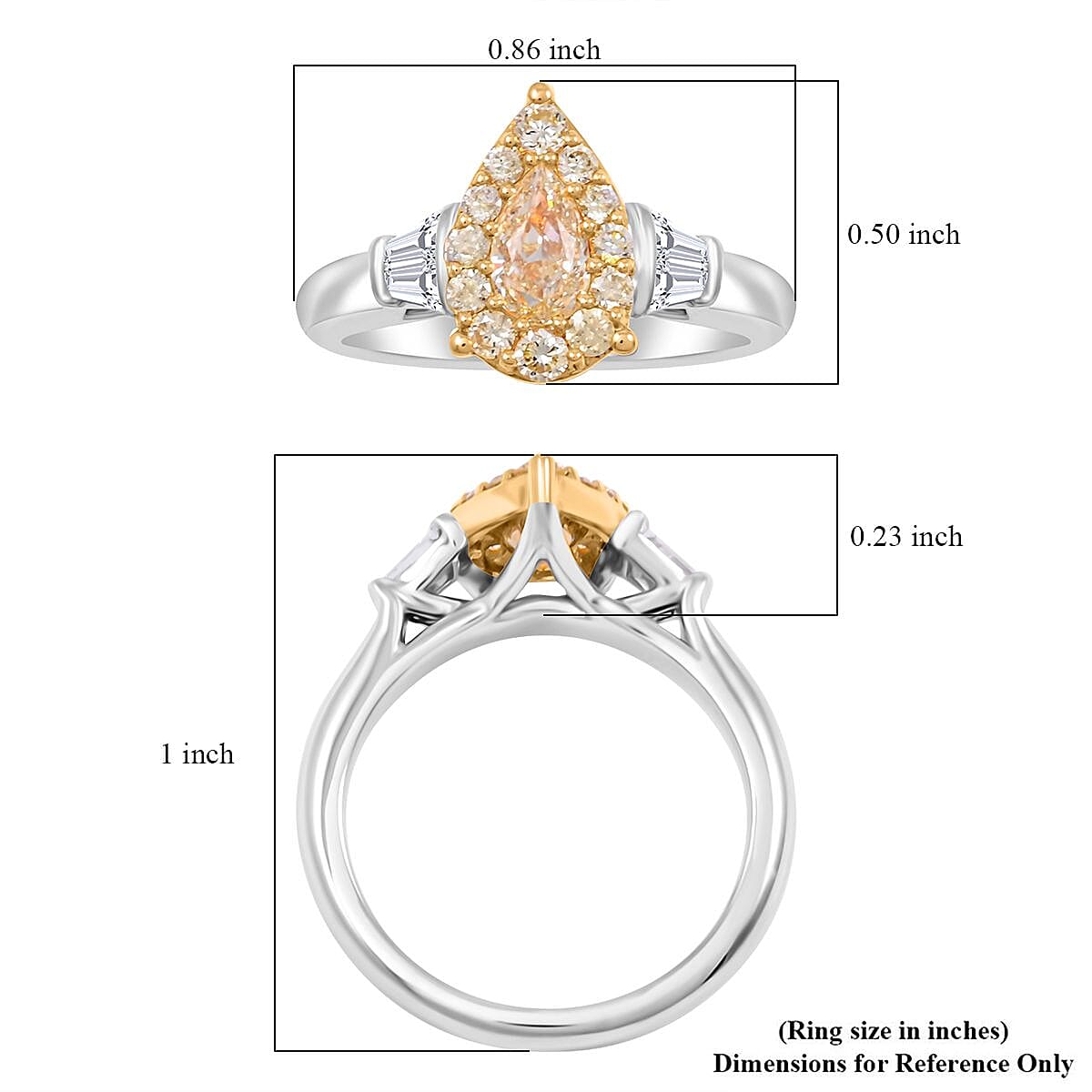 Modani Yellow Diamond and White Diamond 1.06 ctw Ring in 950 Platinum and 18K Yellow Gold (Size 9.0) 8.30 Grams image number 5