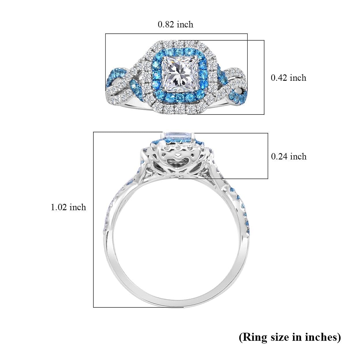 Modani 950 Platinum Paraiba Apatite, White Diamond Ring (Size 10.5) (5.40 g) 1.35 ctw image number 4