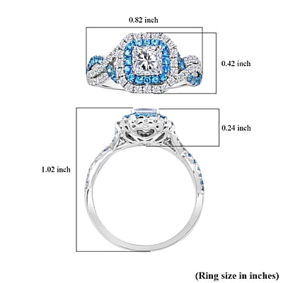Modani White Diamond F VS and Paraiba Tourmaline 1.35 ctw Ring in 950 Platinum (Size 6.0) 5.40 Grams