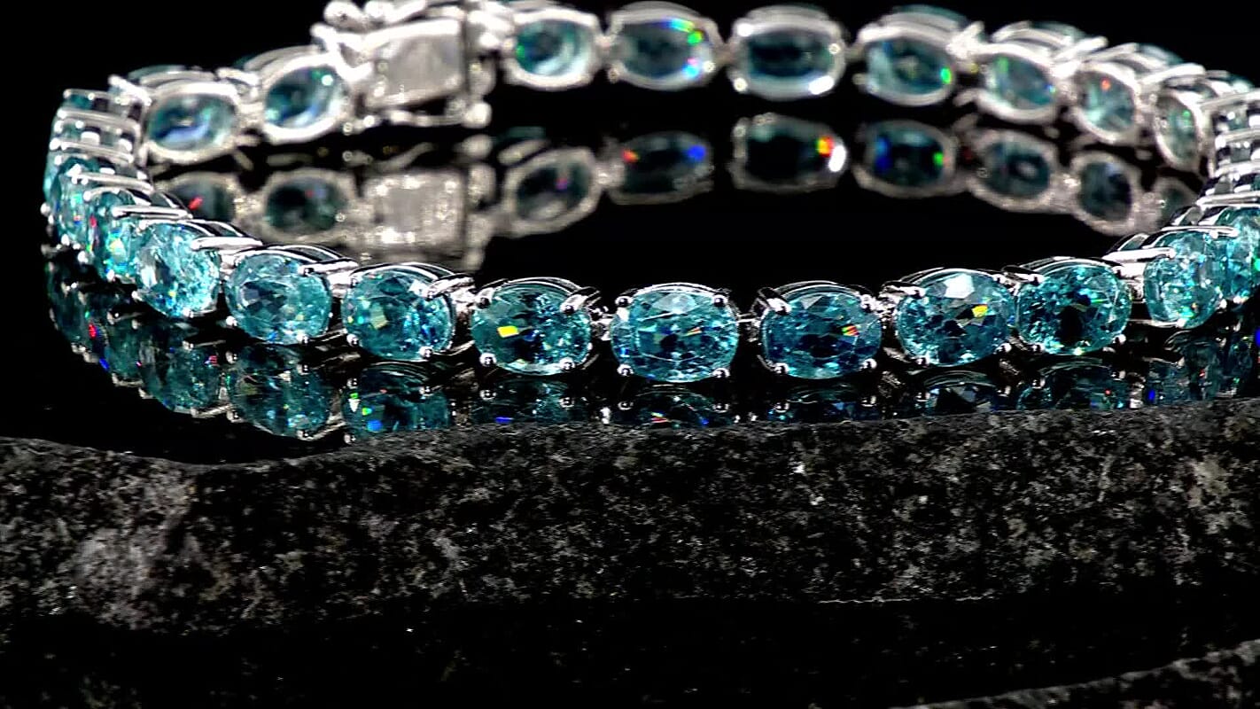 Modani AAA Cambodian Blue Zircon Bracelet in Sterling Silver (7.00 In) 24.05 ctw