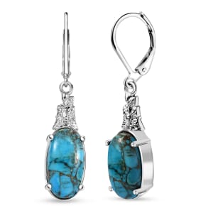 Matrix Chestnut Brine Turquoise 6.40 ctw Lever Back Earrings in Platinum Over Copper with Magnet