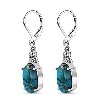 Matrix Chestnut Brine Turquoise 6.40 ctw Lever Back Earrings in Platinum Over Copper with Magnet