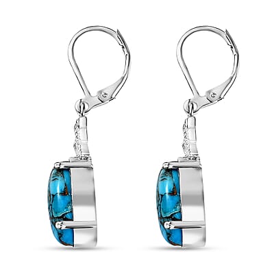 Matrix Chestnut Brine Turquoise 6.40 ctw Lever Back Earrings in Platinum Over Copper with Magnet