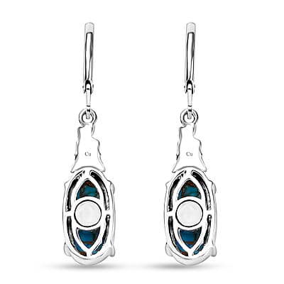 Matrix Chestnut Brine Turquoise 6.40 ctw Lever Back Earrings in Platinum Over Copper with Magnet