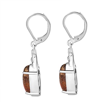 Matrix Fire Opal 5.65 ctw Solitaire Lever Back Earring in Platinum Over Copper with Magnet