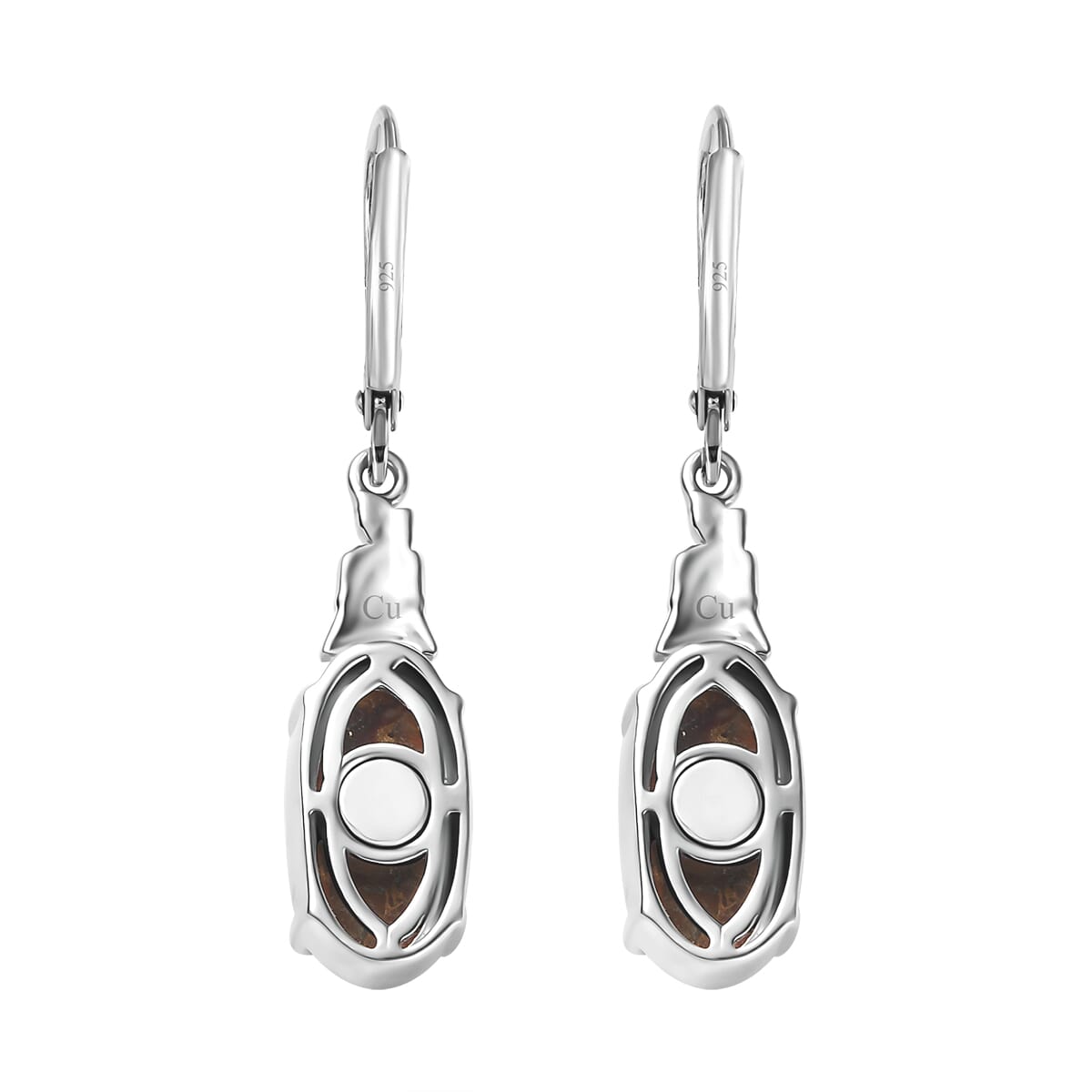 Matrix Fire Opal 5.65 ctw Solitaire Lever Back Earring in Platinum Over Copper with Magnet image number 4