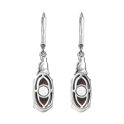 Matrix Fire Opal 5.65 ctw Solitaire Lever Back Earring in Platinum Over Copper with Magnet
