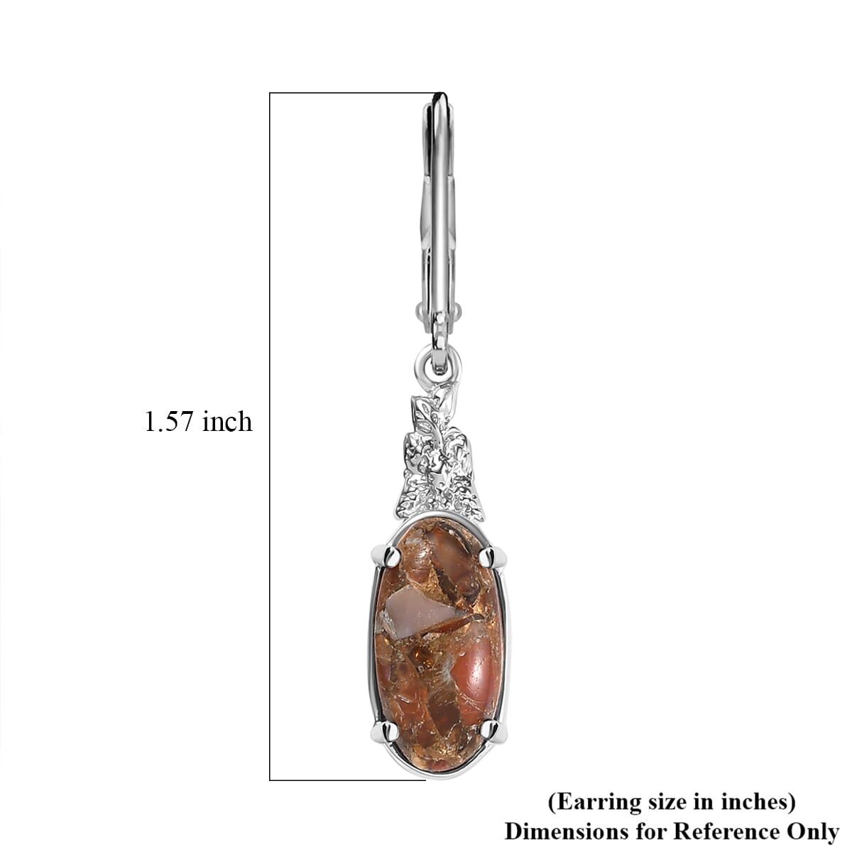 Matrix Fire Opal 5.65 ctw Solitaire Lever Back Earring in Platinum Over Copper with Magnet image number 5
