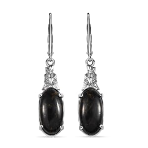 Matrix Silver Shungite 4.30 ctw Lever Back Earrings in Platinum Over Copper with Magnet