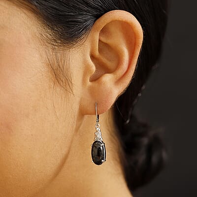 Matrix Silver Shungite 4.30 ctw Lever Back Earrings in Platinum Over Copper with Magnet