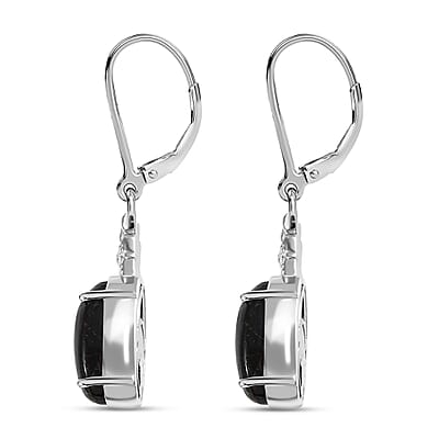 Matrix Silver Shungite 4.30 ctw Lever Back Earrings in Platinum Over Copper with Magnet