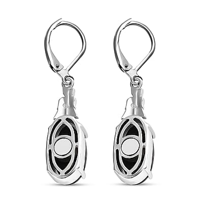 Matrix Silver Shungite 4.30 ctw Lever Back Earrings in Platinum Over Copper with Magnet