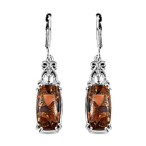 Matrix Fire Opal 6.00 ctw Lever Back Earrings in Platinum Over Copper with Magnet