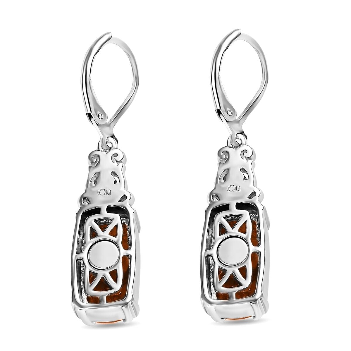 Matrix Fire Opal 6.00 ctw Lever Back Earrings in Platinum Over Copper with Magnet image number 4