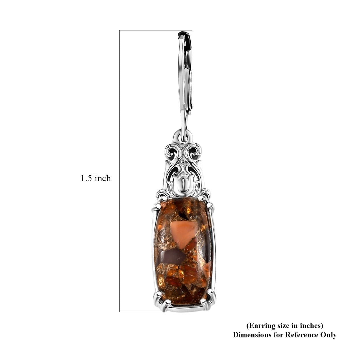 Matrix Fire Opal 6.00 ctw Lever Back Earrings in Platinum Over Copper with Magnet image number 5