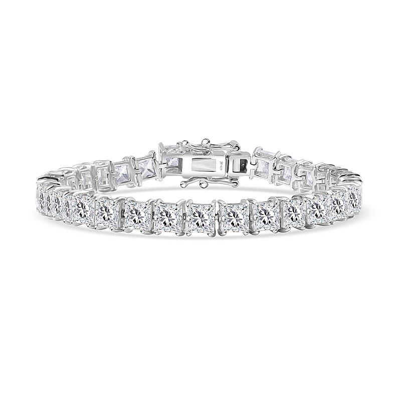 J Francis Embellished with Zirconia by Swarovski 39.50 ctw Iconic Tennis Bracelet in Rhodium Over Sterling Silver (6.50 In)