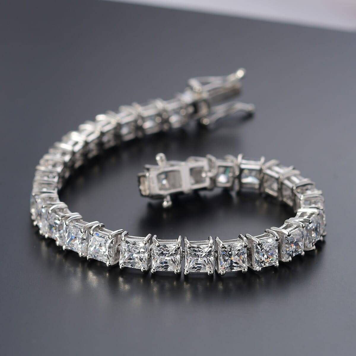 J Francis Embellished with Zirconia by Swarovski 39.50 ctw Bracelet in Rhodium Over Sterling Silver (6.50 In) image number 1
