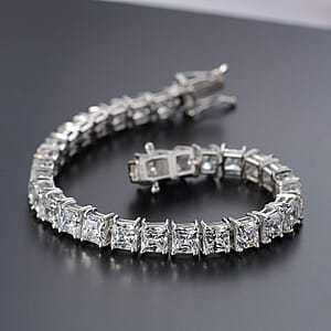 J Francis Embellished with Zirconia by Swarovski 39.50 ctw Iconic Tennis Bracelet in Rhodium Over Sterling Silver (6.50 In)