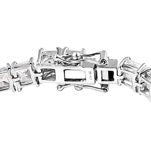 J Francis Embellished with Zirconia by Swarovski 39.50 ctw Iconic Tennis Bracelet in Rhodium Over Sterling Silver (6.50 In)