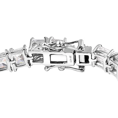 J Francis Embellished with Zirconia by Swarovski 39.50 ctw Iconic Tennis Bracelet in Rhodium Over Sterling Silver (6.50 In)