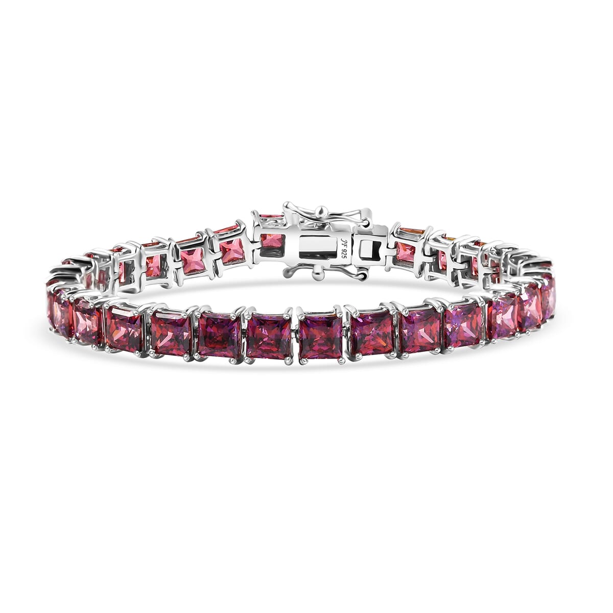J Francis Embellished with Red Zirconia by Swarovski 41.10 ctw Bracelet in Rhodium Over Sterling Silver (6.50 In) image number 0